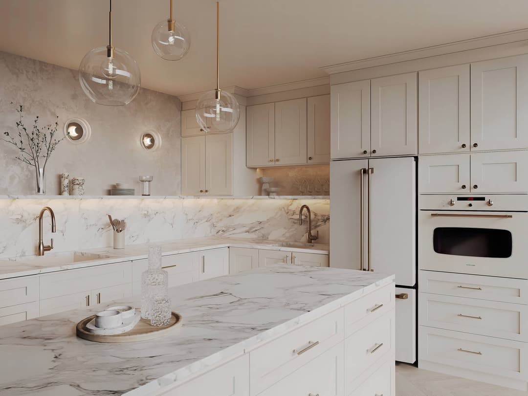 Champagne Maple Shaker kitchen cabinets